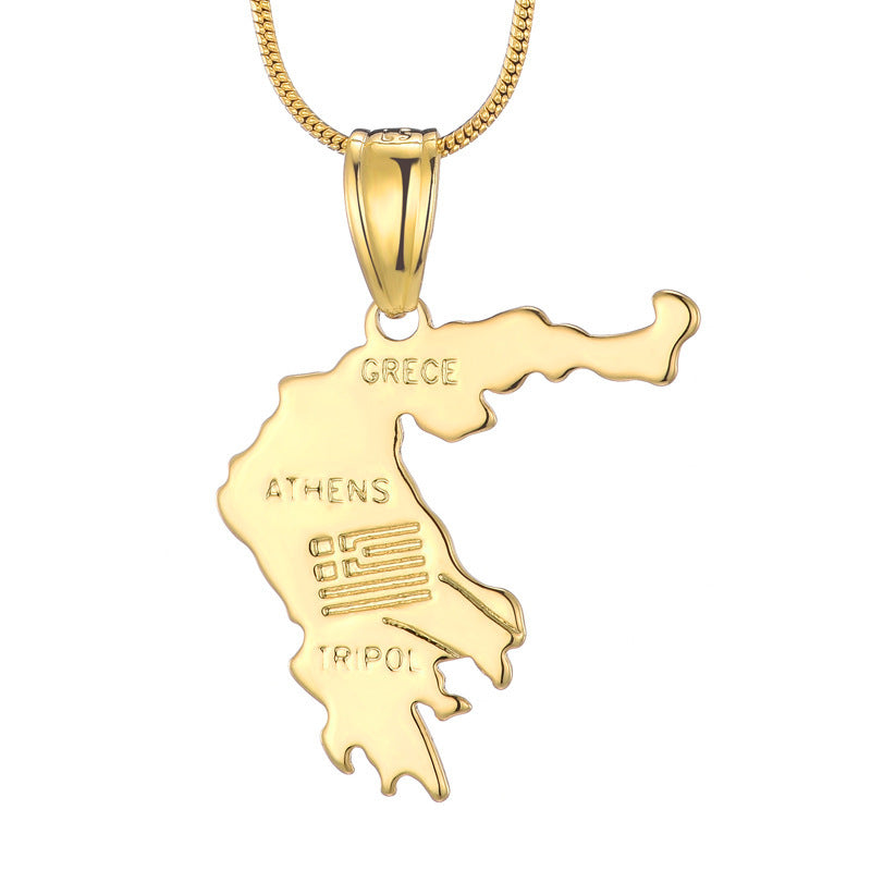 World Map Pendant 18k Gold-plated Necklace Copper Jewelry