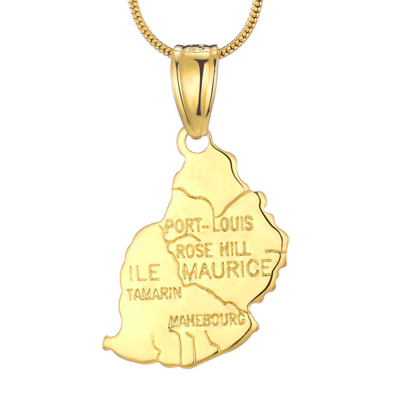 World Map Pendant 18k Gold-plated Necklace Copper Jewelry