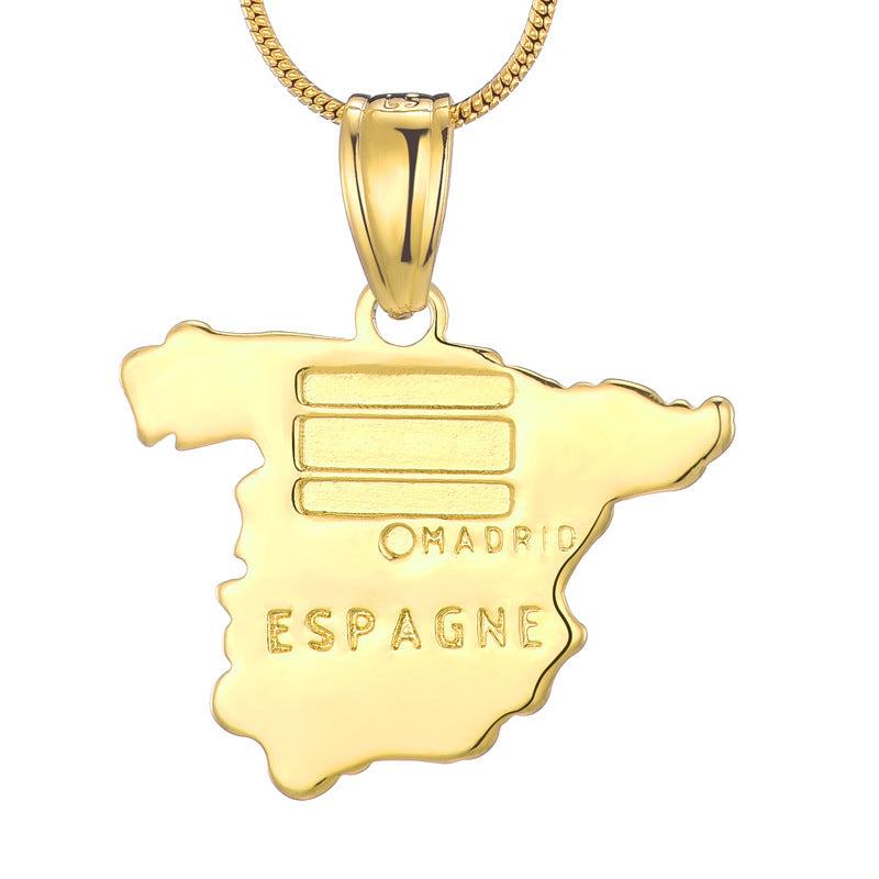 World Map Pendant 18k Gold-plated Necklace Copper Jewelry