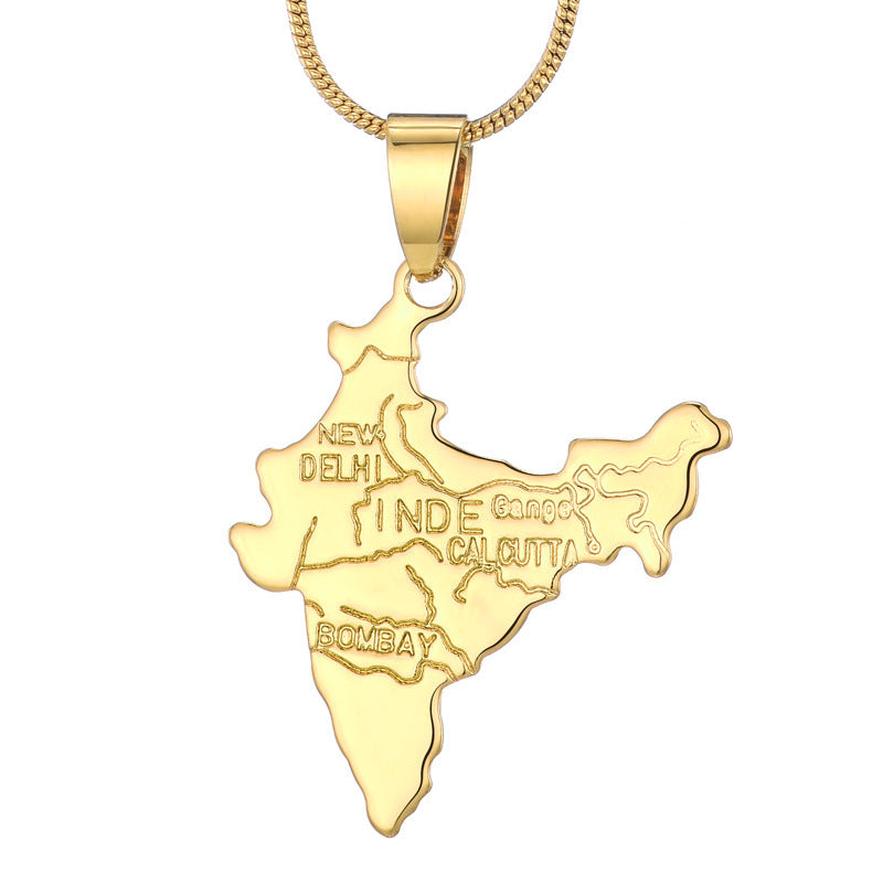 World Map Pendant 18k Gold-plated Necklace Copper Jewelry