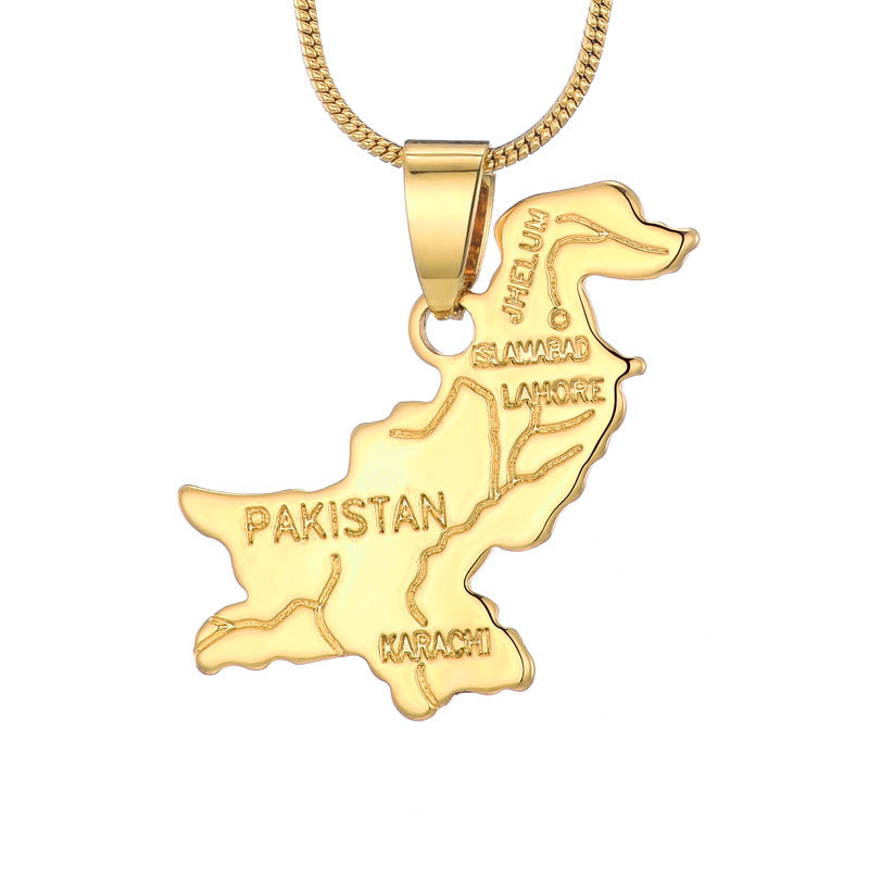 World Map Pendant 18k Gold-plated Necklace Copper Jewelry