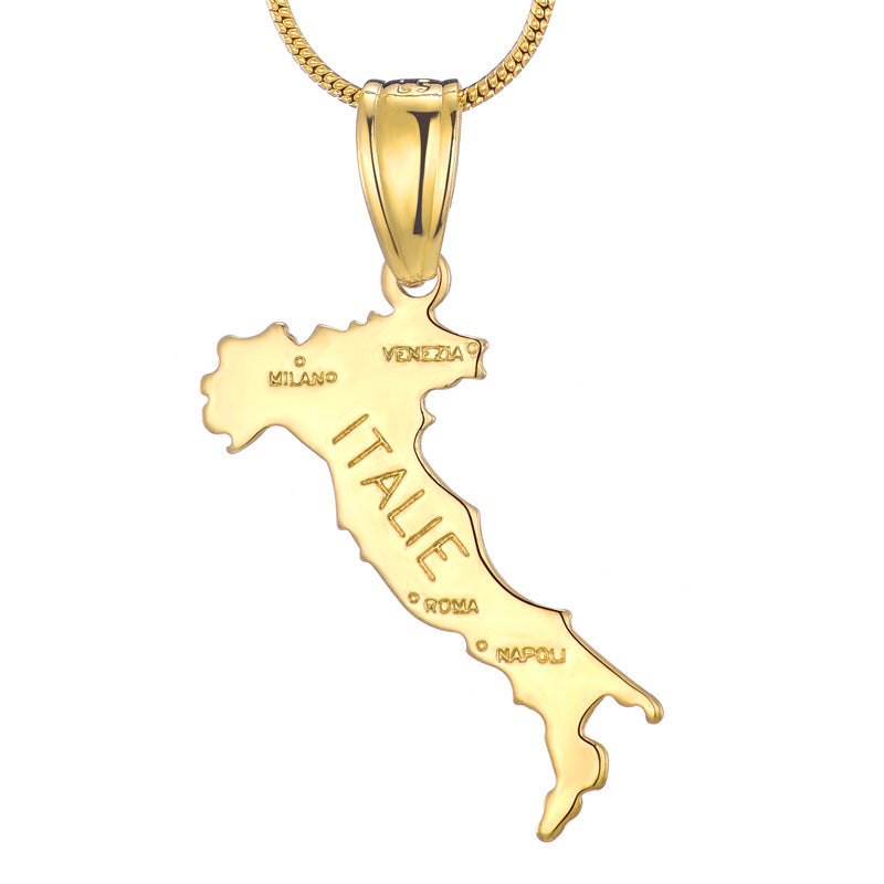 World Map Pendant 18k Gold-plated Necklace Copper Jewelry