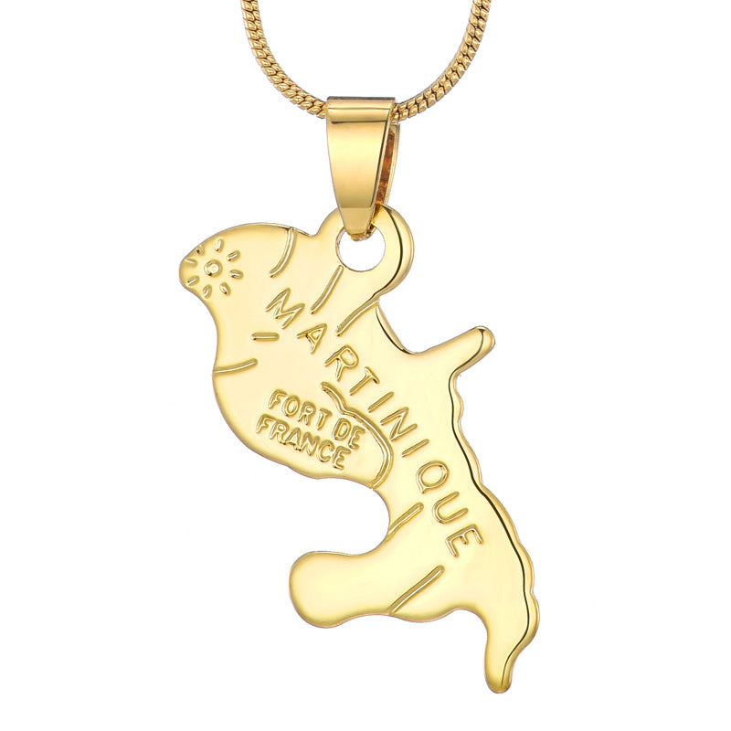 World Map Pendant 18k Gold-plated Necklace Copper Jewelry