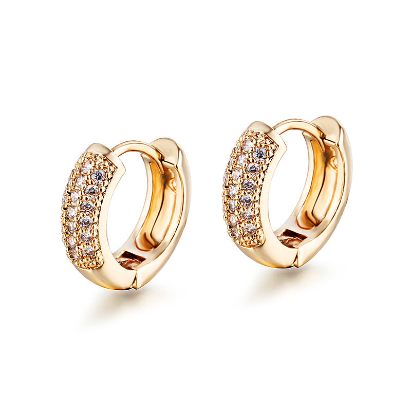 18K Gold Plating Diamond Men's European And American Simple Diamond Earrings