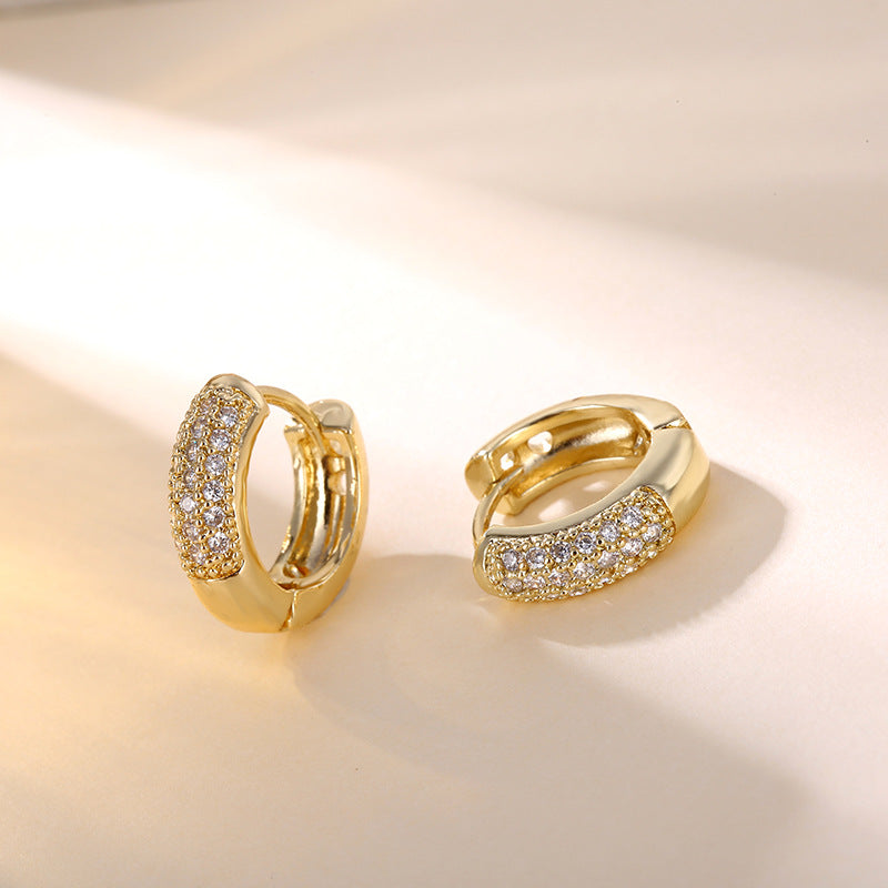 18K Gold Plating Diamond Men's European And American Simple Diamond Earrings