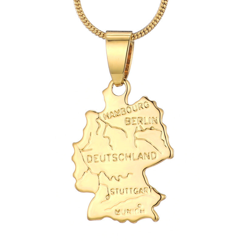 World Map Pendant 18k Gold-plated Necklace Copper Jewelry