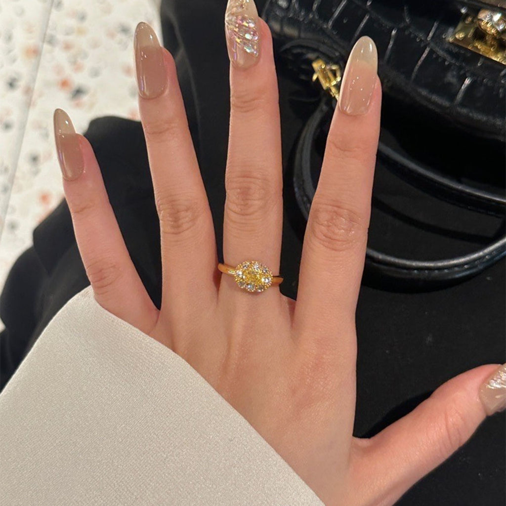Oval Ring Female Inlaid Zircon Index Open Ring