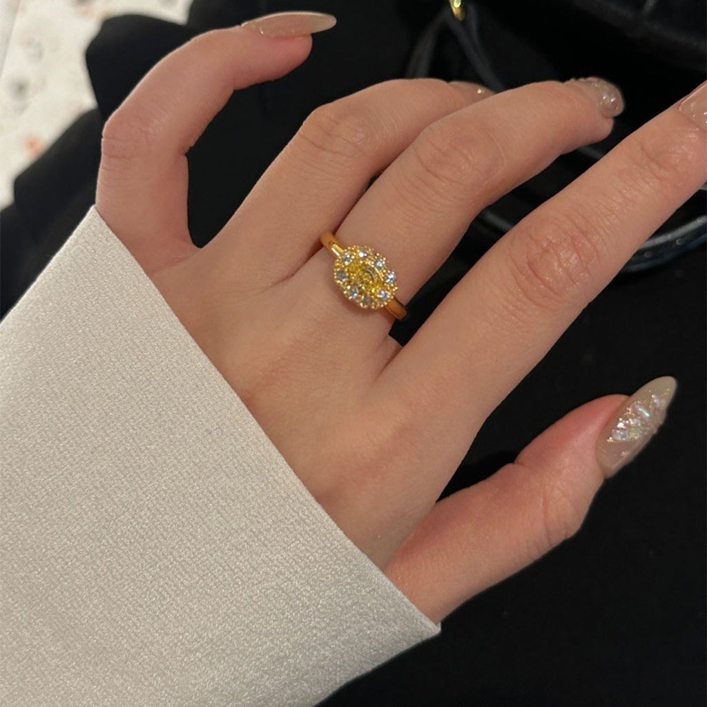 Oval Ring Female Inlaid Zircon Index Open Ring