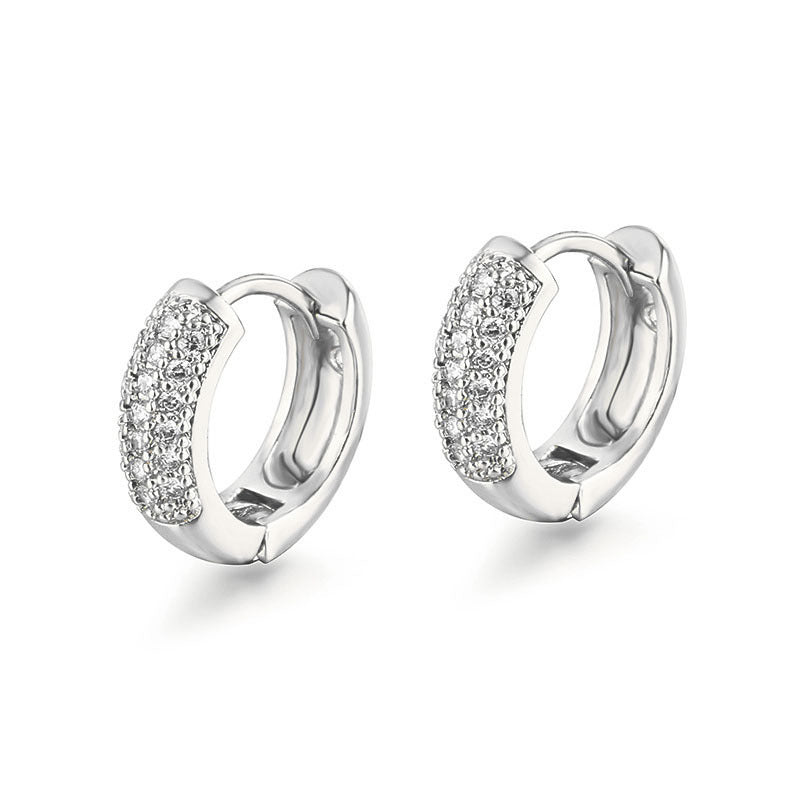 18K Gold Plating Diamond Men's European And American Simple Diamond Earrings