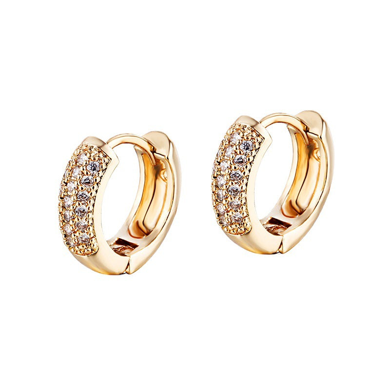 18K Gold Plating Diamond Men's European And American Simple Diamond Earrings
