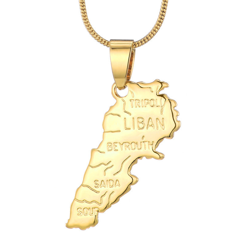 World Map Pendant 18k Gold-plated Necklace Copper Jewelry