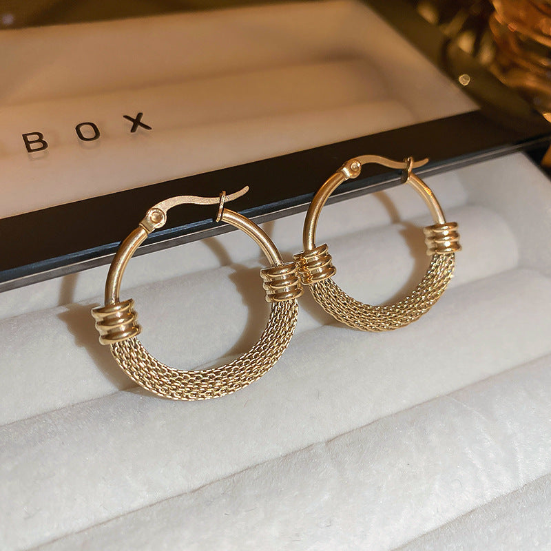 Titanium Steel Geometric Earrings With A Niche Personality