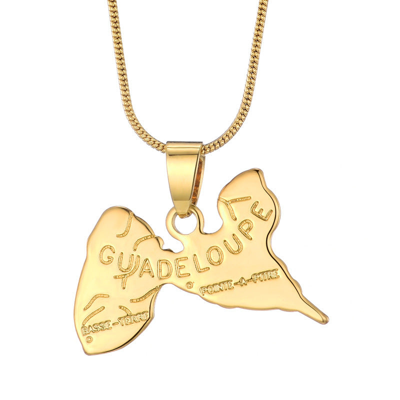 World Map Pendant 18k Gold-plated Necklace Copper Jewelry