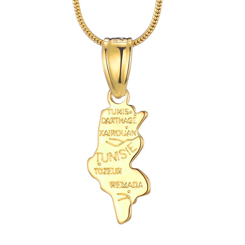 World Map Pendant 18k Gold-plated Necklace Copper Jewelry