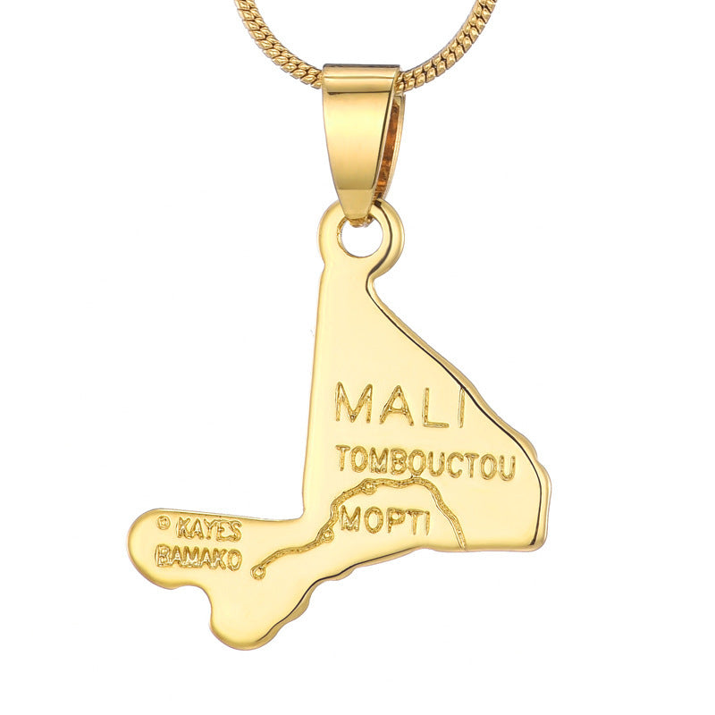 World Map Pendant 18k Gold-plated Necklace Copper Jewelry