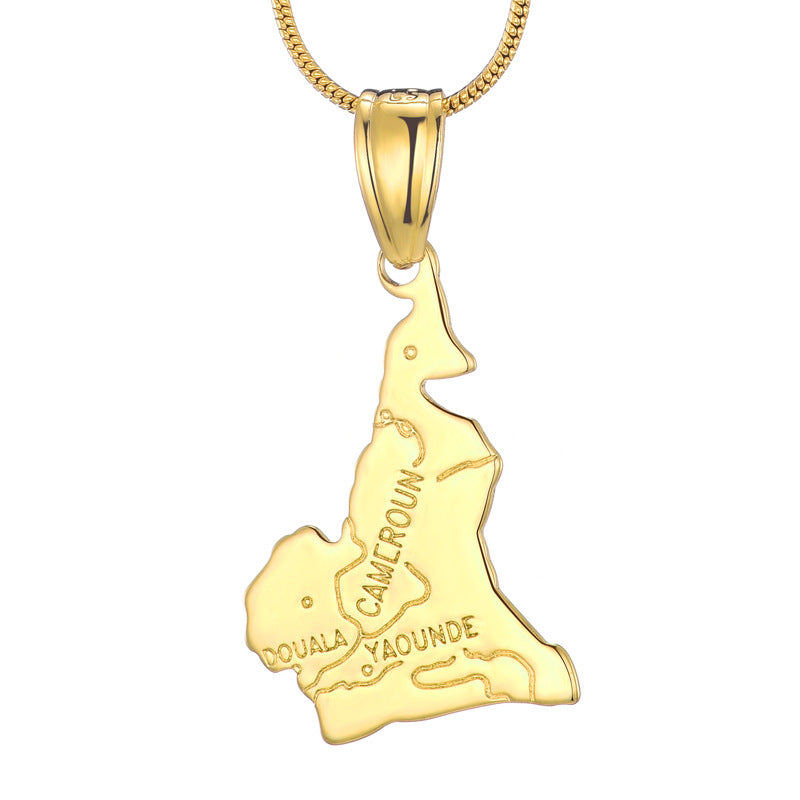World Map Pendant 18k Gold-plated Necklace Copper Jewelry